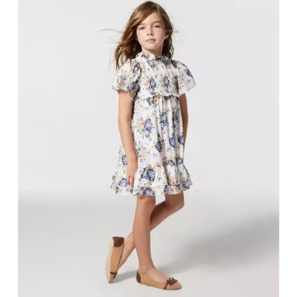 NWT❤️Janie and Jack  FLORAL SMOCKED FLUTTER SLEEVE DRESS sz7